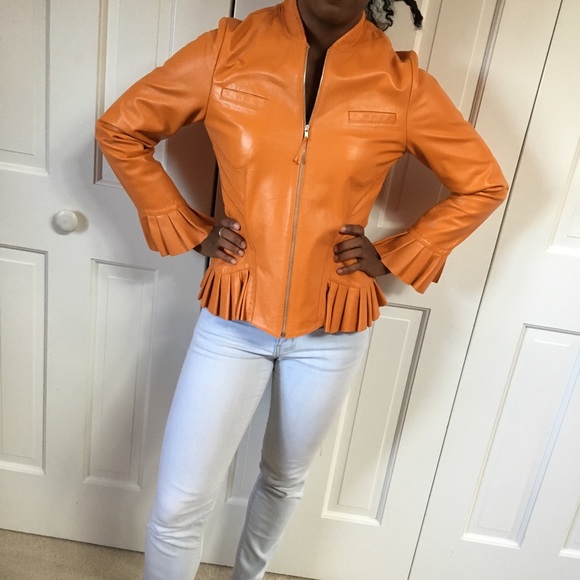 Orange leather jacket - Picture 6 of 8